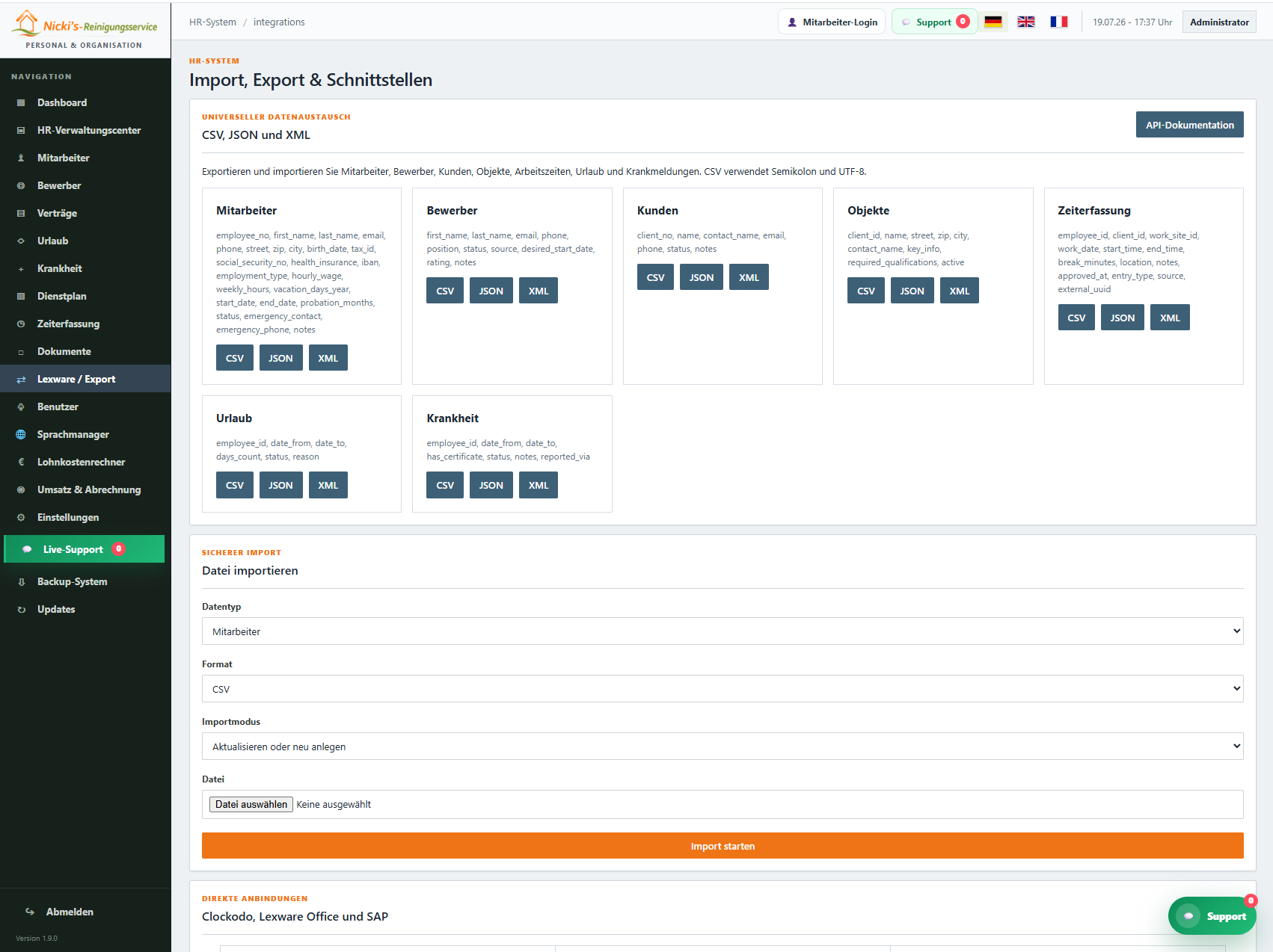 PersonalKern Integrationscenter für CSV, JSON, XML und API-Schnittstellen