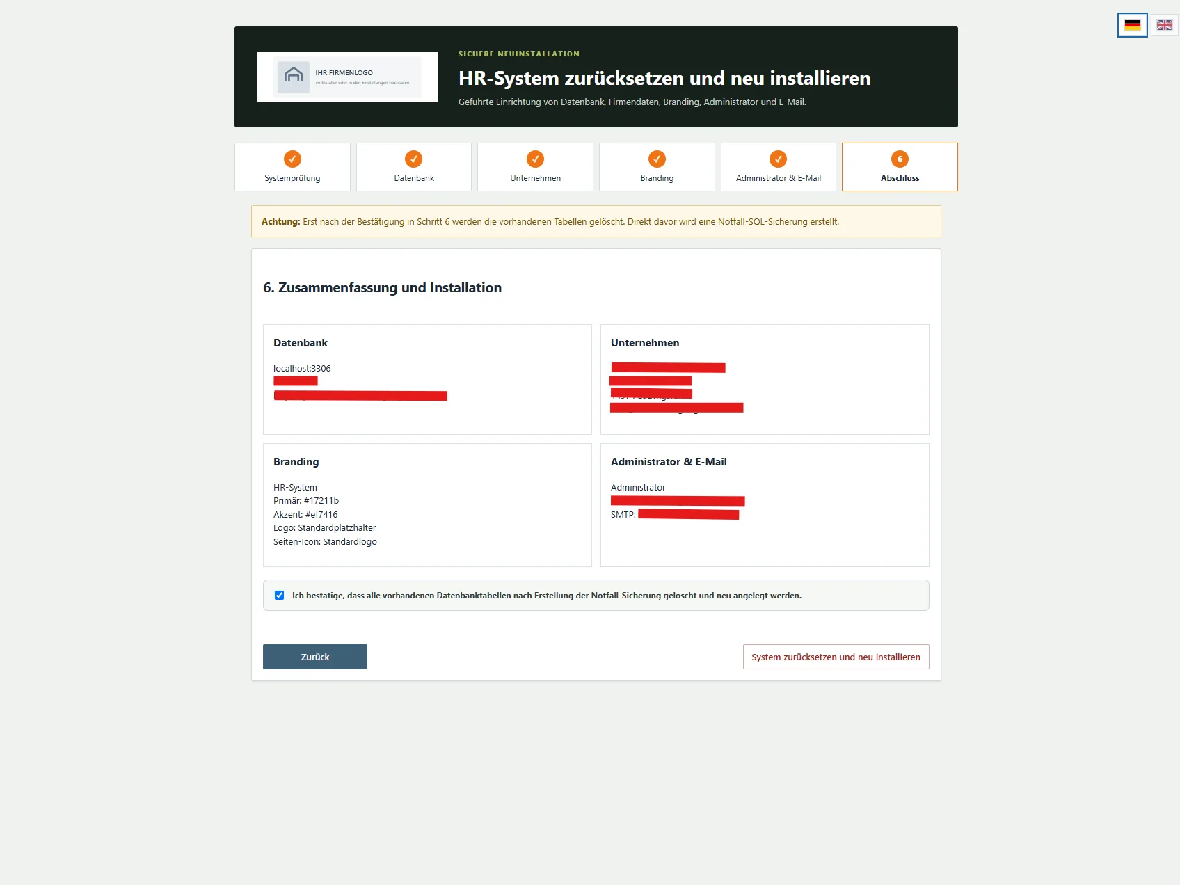 Abschluss der PersonalKern Installation