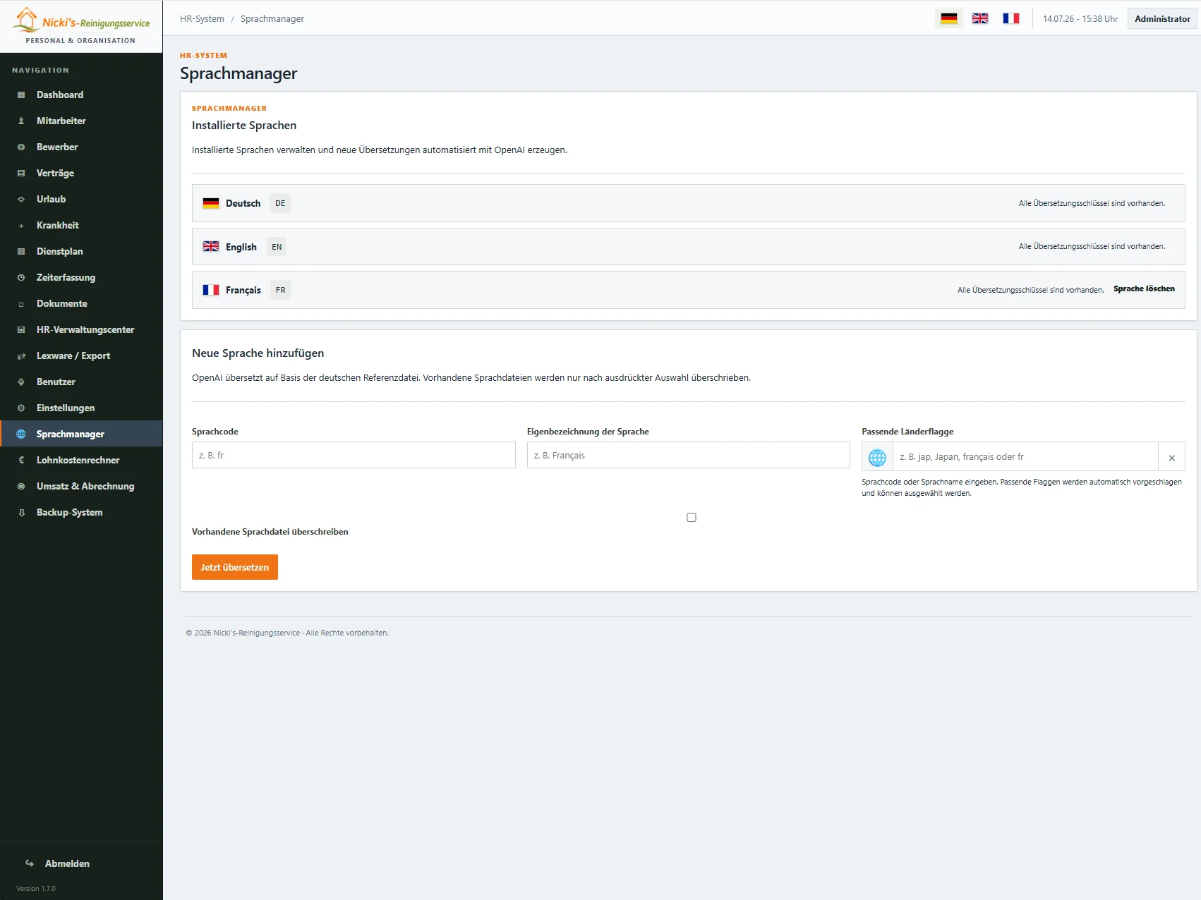 KI-Sprachmanager für mehrsprachige HR-Software