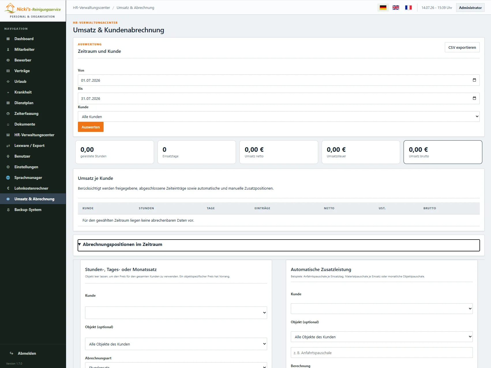 HR-Software für Reinigungsfirmen und Gebäudereinigung